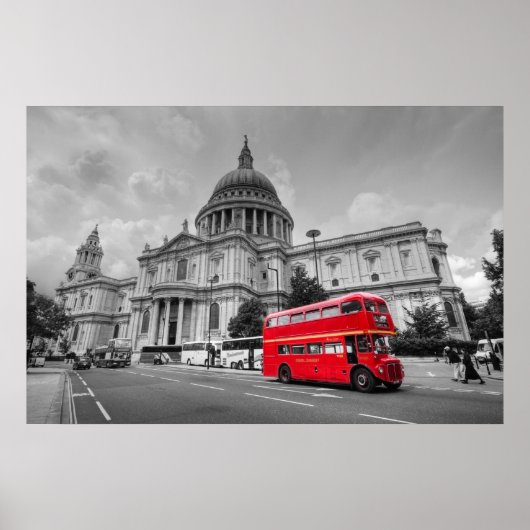 Poster Bus londonien et cathédrale Saint-Paul (Devant)