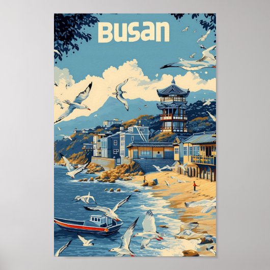 Poster Busan Corée du Sud Illustration de voyage d'art Vi (Devant)