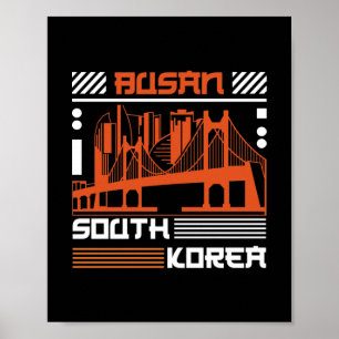 Poster Busan Corée du Sud Pont Skyline Graphique Modern