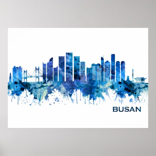 Poster Busan Corée du Sud Skyline Blue (Devant)