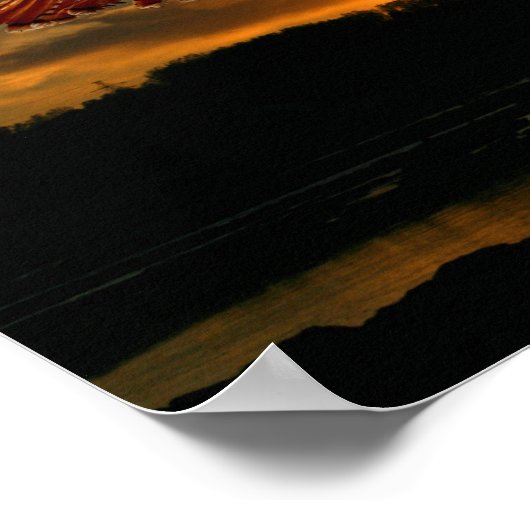 Poster Buse à queue rouge au coucher du soleil (Coin)