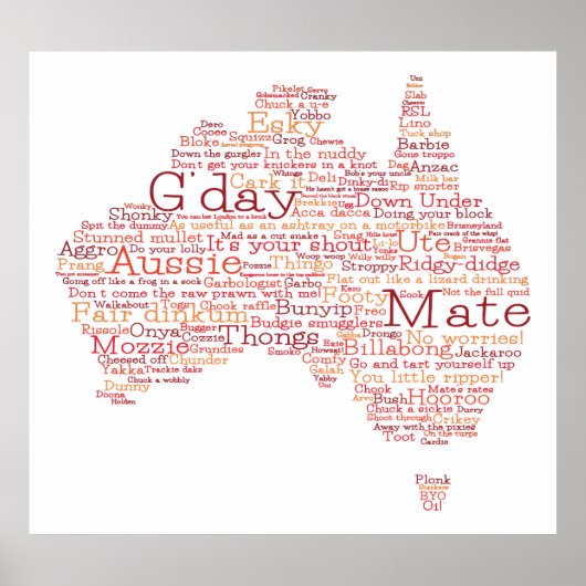 Poster Busfire Special Edition Aussie Slang Map (Devant)