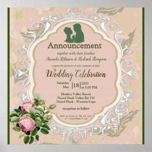 Poster Bush Garden Green leaf & Lace Mariage (Devant)
