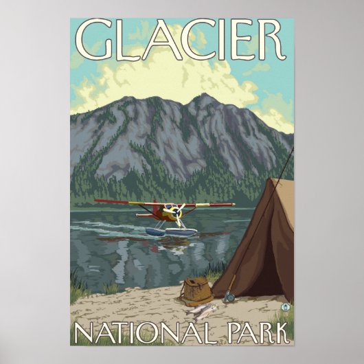 Poster Bush Plane & Fishing - Glacier National Park, MT (Devant)