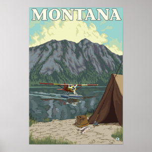 Poster Bush Plane & Fishing - Montana