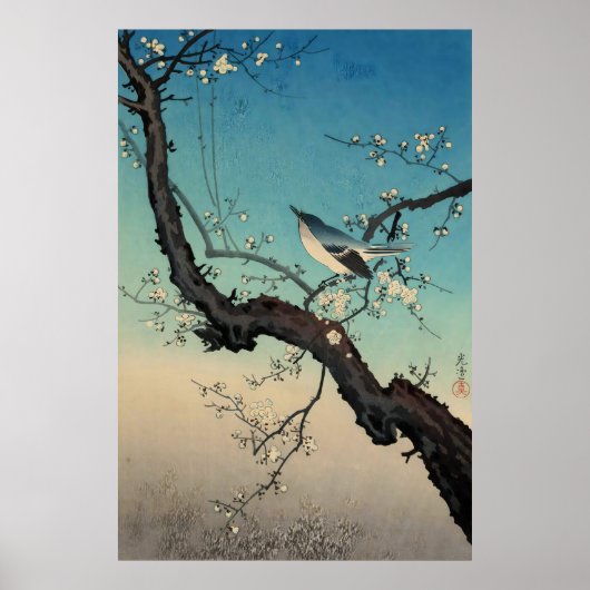 Poster bush warbler and plum blossoms-Tsuchiya Koitsu (Devant)