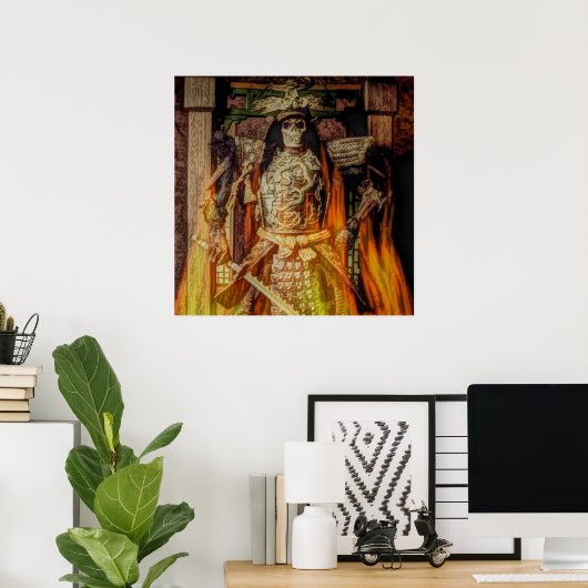 Poster bushido japonais samouraï armure samouraï crâne (Bureau à domicile)