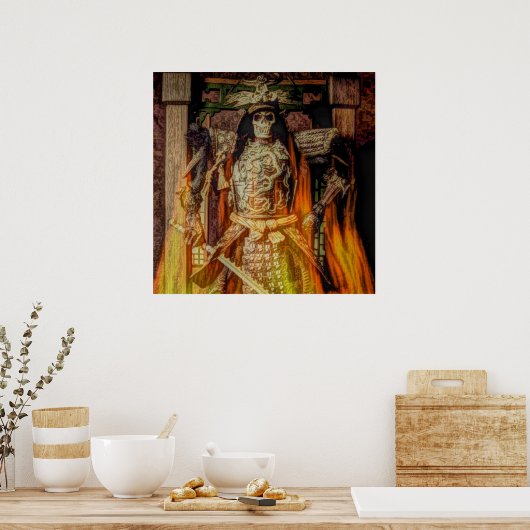 Poster bushido japonais samouraï armure samouraï crâne (Cuisine)