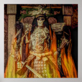 Poster bushido japonais samouraï armure samouraï crâne (Devant)