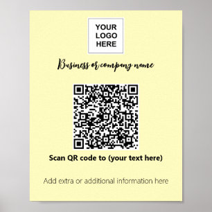 Poster Business modèle Cream Yellow logo qr code