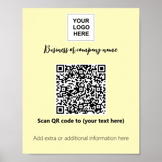 Poster Business modèle Cream Yellow logo qr code (Devant)