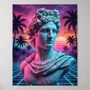 Poster Buste d'Apollon — Statue grecque Vaporwave