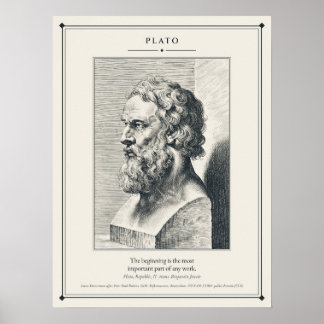 Poster Buste de Platon gravé Le début de toute œuvre