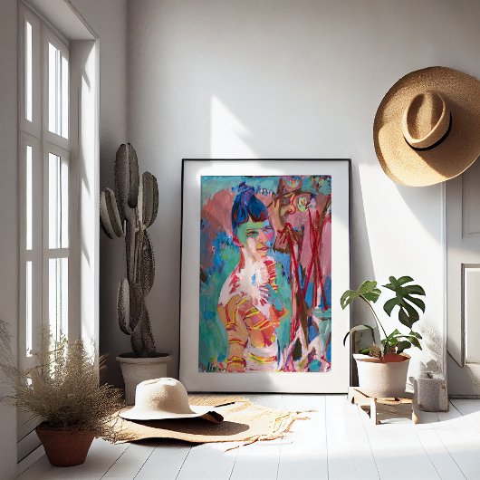 Poster Buste d'une fille colorée | Albert Müller