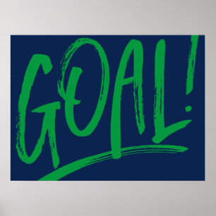 Poster But! hockey de football bleu art de sports verts