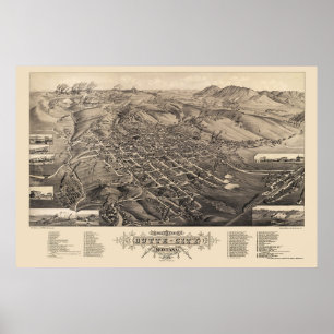 Poster Butte City, MT Carte panoramique - 1884
