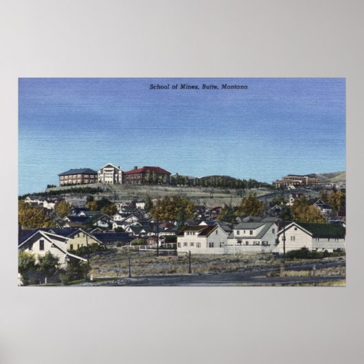 Poster Butte, Montana - École des Mines Vue de (Devant)