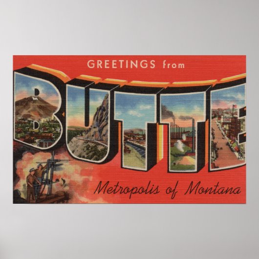 Poster Butte, MontanaGrandes lettres ScènesButte, MT (Devant)