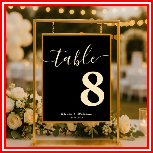 Poster Butter Yellow Black Wedding Table Number 
