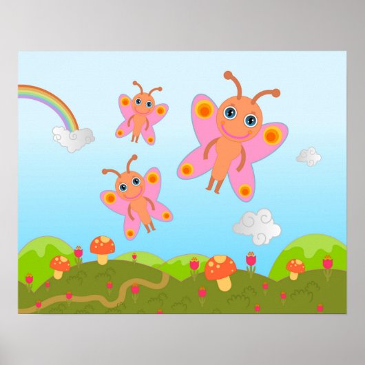 Poster Butterflies and mushrooms (Devant)