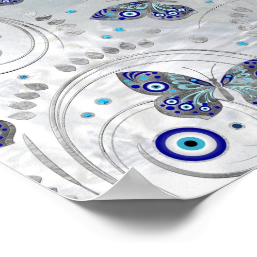 Poster Butterfly Evil Eye Pattern on pearl (Coin)