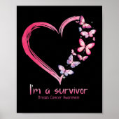 Poster Butterfly Heart I'm A Survivor Breast Cancer Aware (Devant)