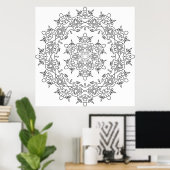 Poster Butterfly Heart Mandala with Flowing Flourishes (Bureau à domicile)