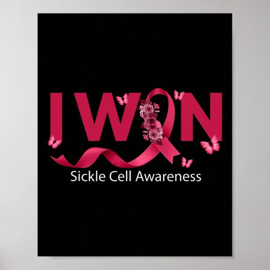 Poster Butterfly I Win Burgundy Ribbon Sickle Cell Award (Devant)