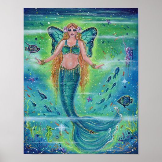 Poster Butterfly Mermaid en paix intérieure par Renee Lav (Devant)