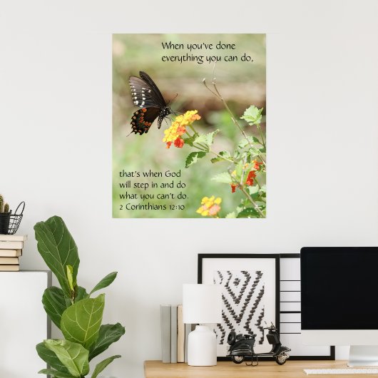 Poster Butterfly on Wildfllowers, Scripture Verse (Bureau à domicile)