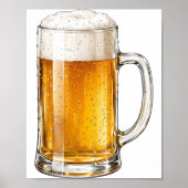 Poster Buveur de chope de bière froide mousseuse (Devant)