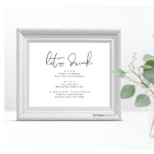 Poster Buvons, panneau du bar de la fête de mariage