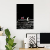 Poster Buzz Aldrin sur la Lune avec drapeau - Apollo 11 N (Bureau à domicile)