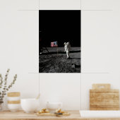 Poster Buzz Aldrin sur la Lune avec drapeau - Apollo 11 N (Cuisine)