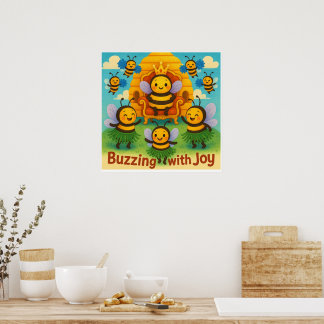 Poster Buzzing with Joy - Célébration du royaume des abei