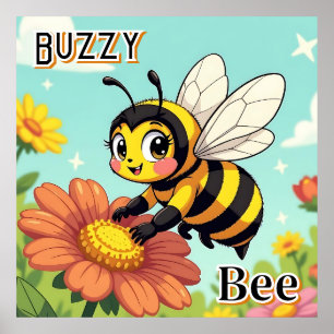 Poster Buzzy Bee   Belle caricature de l'art de la pépini