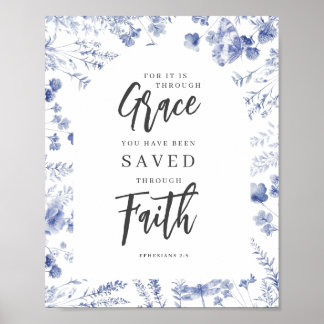 Poster By Grace, Through Faith Ephesians 2:8 Chinoiserie