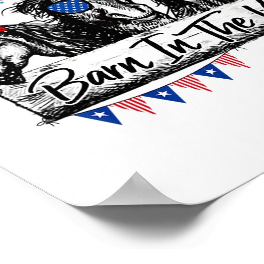 Poster Byrn In Usa Horses Drôle Cheval 4 juillet (Coin)