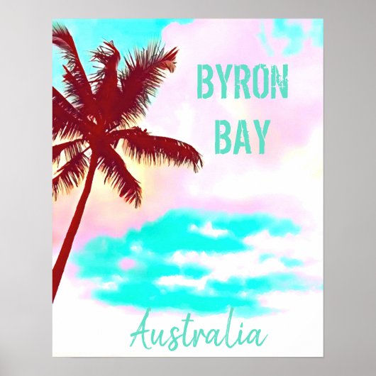 Poster Byron Bay Australie hipster palm voyage vintage (Devant)