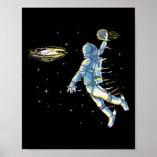 Poster Bysketbyl astronaute spatiale Slam Dunk Jam Sports