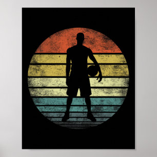 Poster Bysketbyll Joueur Cadeaux Amusants Retro Style Vin