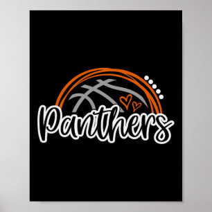 Poster Bysketbyll Panther School Sports Fan Team Spirit