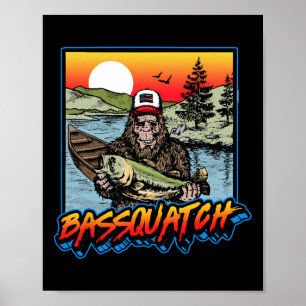 Poster Byssquatch! Drôle de pêche Byss Sasquatch Rétro 80