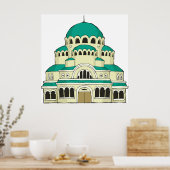 Poster Byzantine Architecture Teal Dome Cathedral (Cuisine)