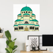 Poster Byzantine Architecture Teal Dome Cathedral (Bureau à domicile)