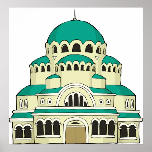 Poster Byzantine Architecture Teal Dome Cathedral (Devant)
