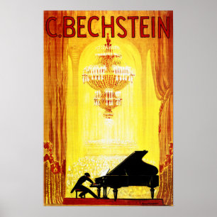 Poster C BECHSTEIN 1920 German PIANO Manufacturer Vintage