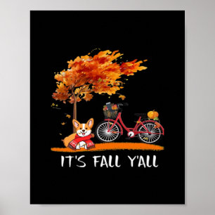 Poster C’est automne Y’all Cardigan Dog Conception automn