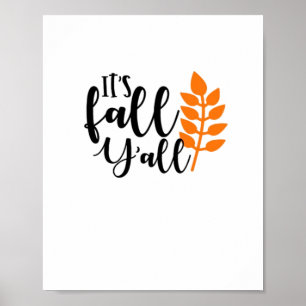 Poster C’est automne Y’all, épices Citrouilles, feuilles 