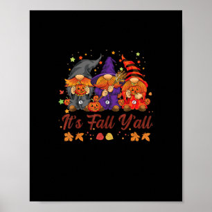 Poster C’est automne Y’all Halloween Gnomes Citrouille au